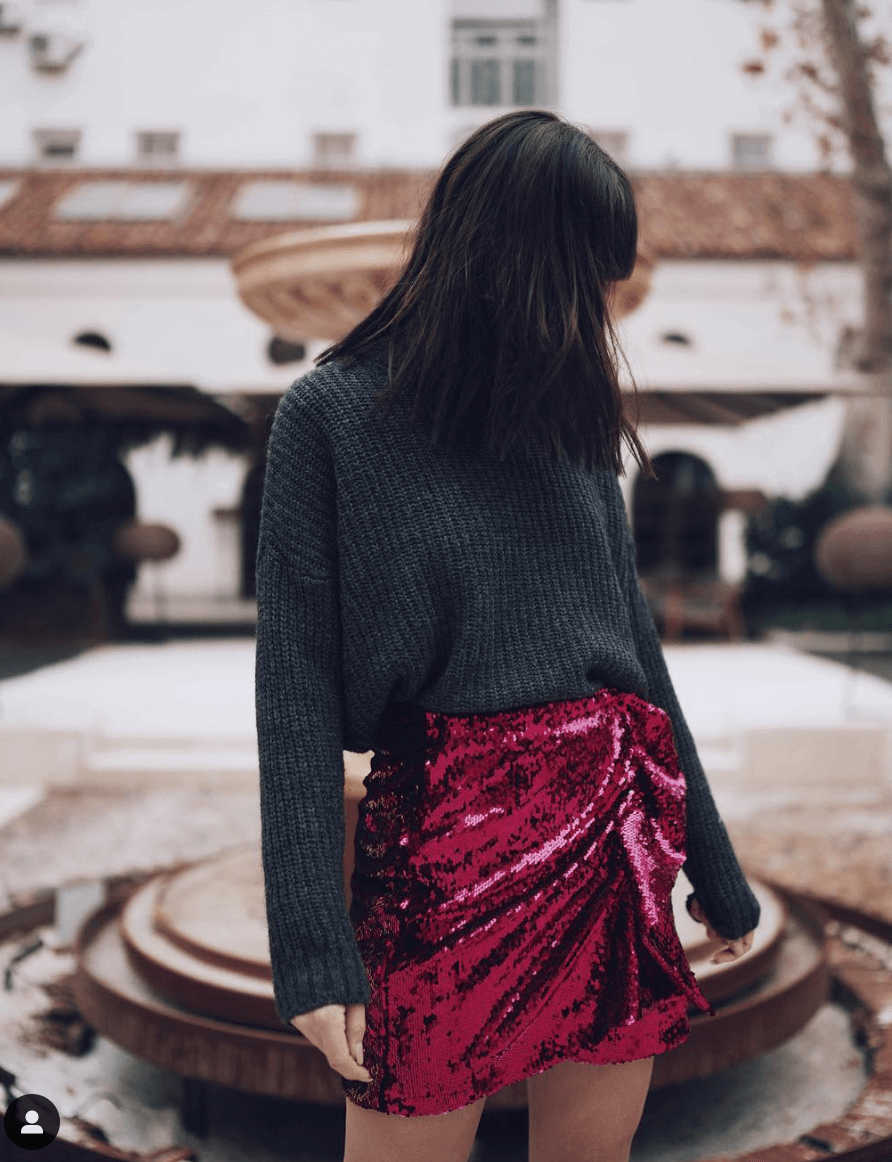 marta riumbau falda lentejuelas jersey de lana gris