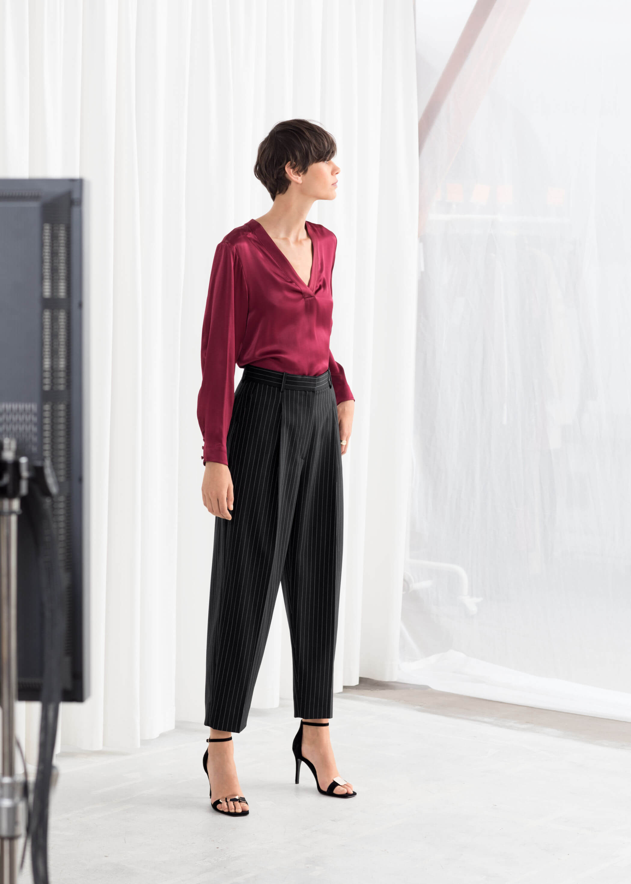 Pantalón talle alto de rayas de & Other stories.