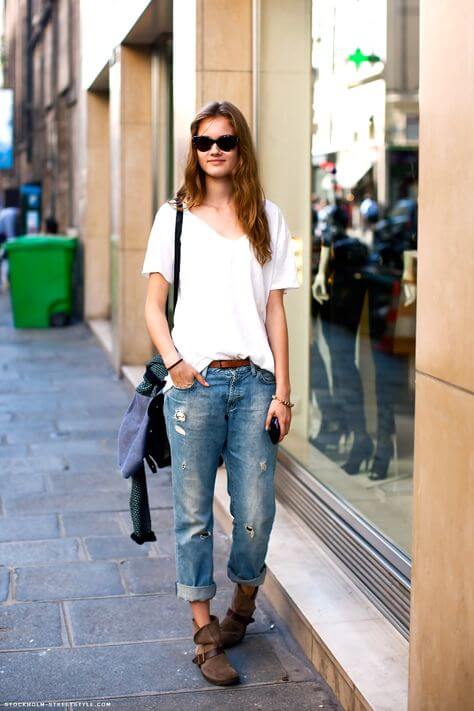 Los boyfriend jeans son una de las prendas holgadas más famosas.