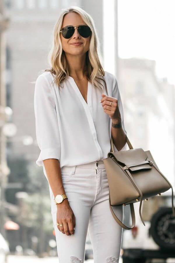 Inspiraciones para llevar pantalón blanco y blusa blanca