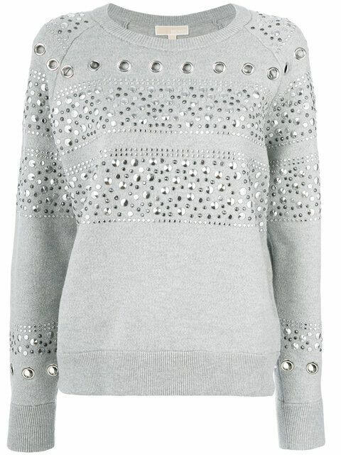 Jersey gris con apliques y brillos.