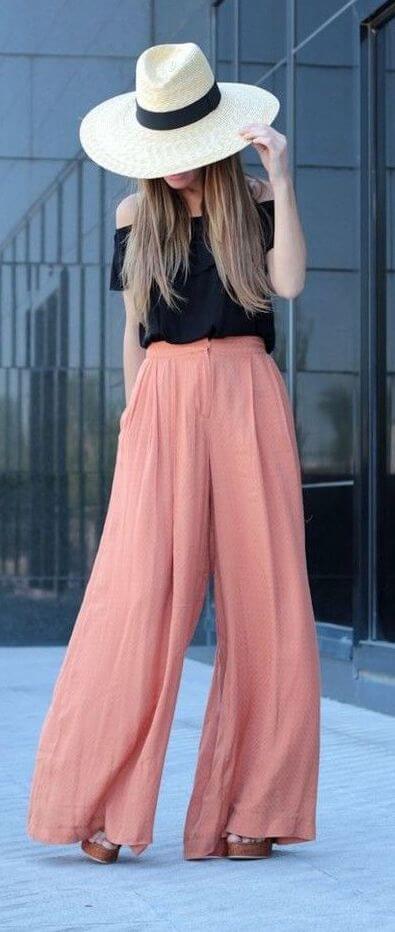 Pantalón Palazzo rosa.