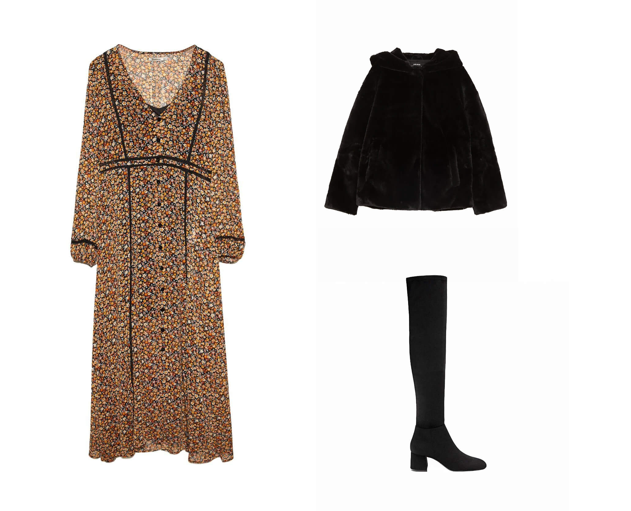 Look romántico con botas de peluche.