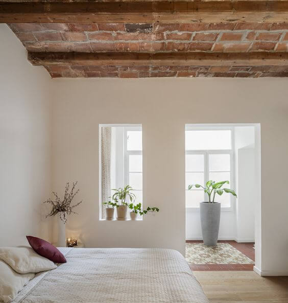 Habitación Hygge con madera y blanco