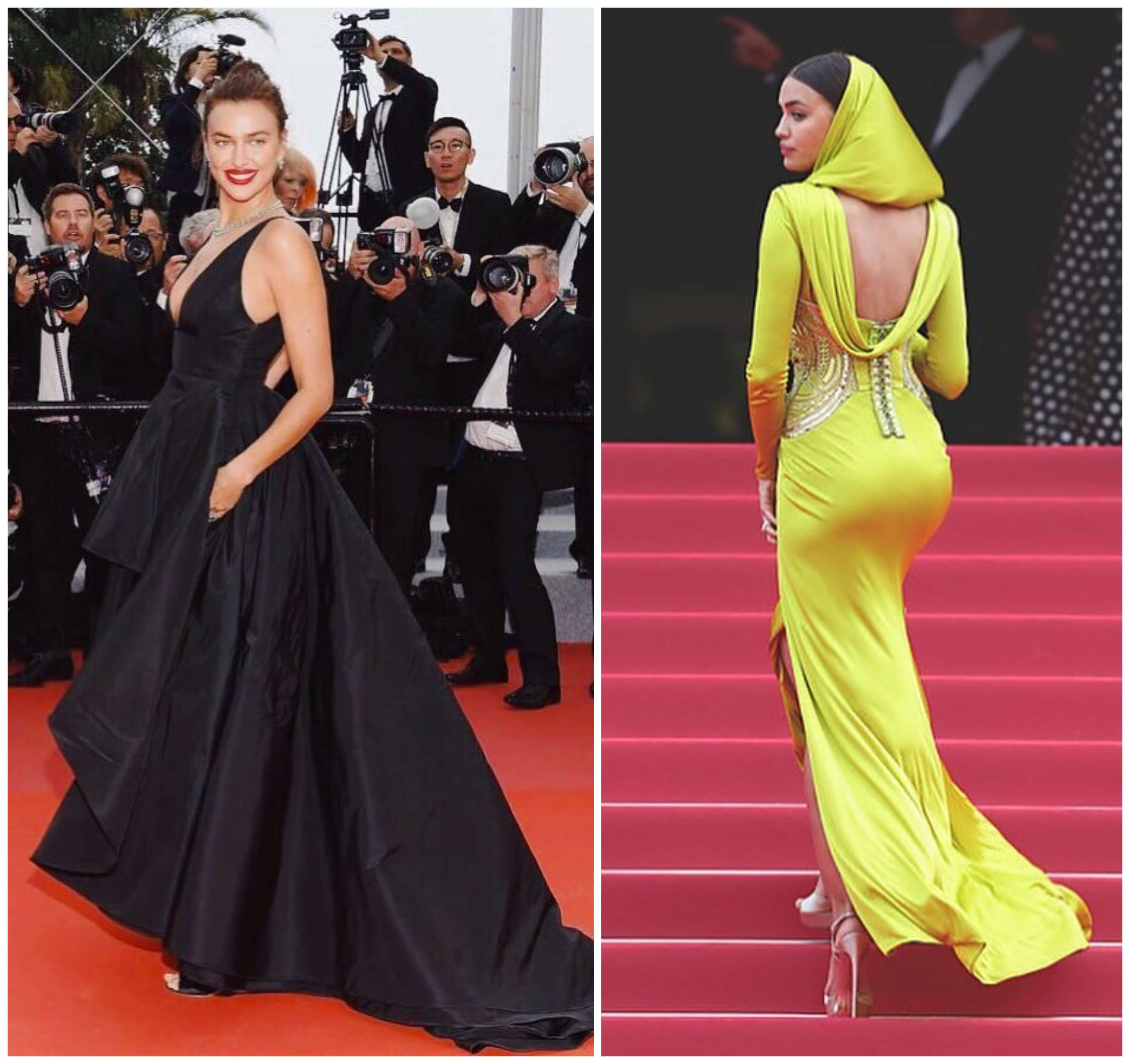 Vestidos de gala en color negro y verde neón.