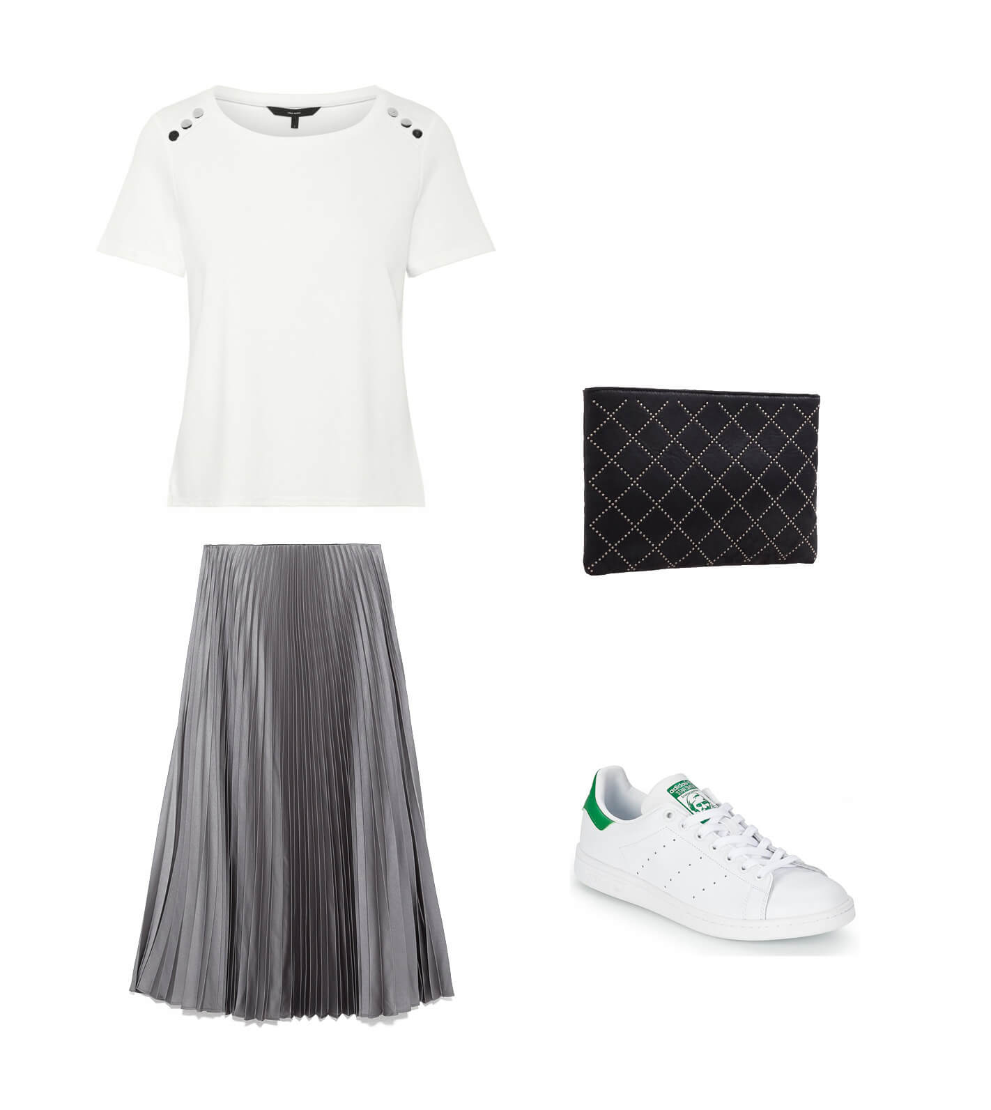 2do look para mujer de 30 años con falda de tablas.