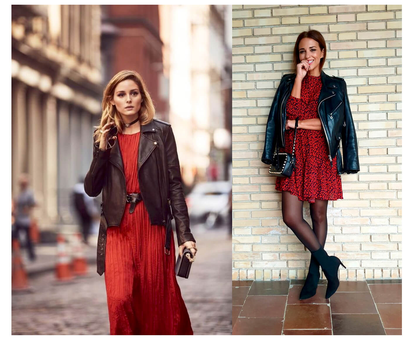 Biker con vestido rojo