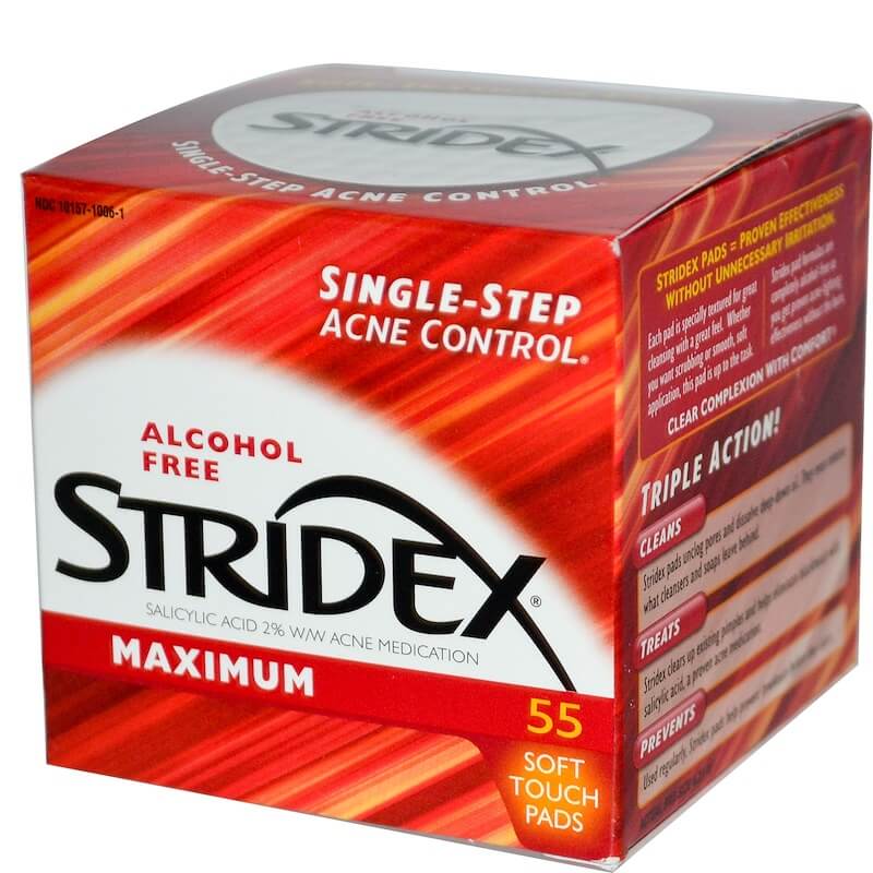Stridex rojo, uno de los productos antiacné más recomendados.